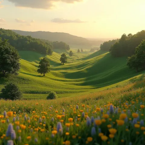 Rolling PEI Pastures In Golden Light