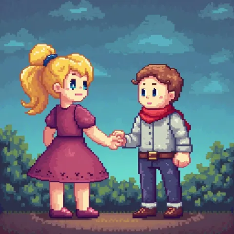 Two Pixel Heroes Telling a Blocky Story