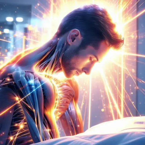 Manga Patient Braving Cold Laser Shoulder Therapy