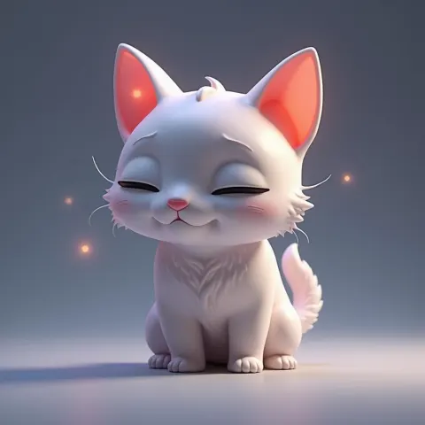 Sleek 3D Cat Floating in Digital Void
