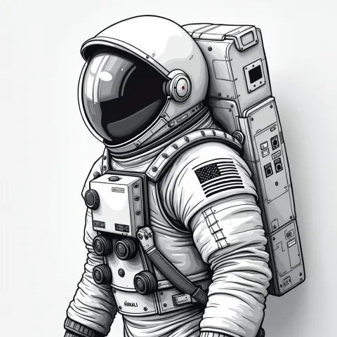 Symmetrical Whiteboard Astronaut in Midsommar Style