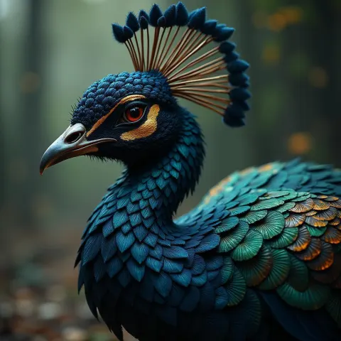 Darkiron Peacock Monster With Anthropomorphic Icostrigon Head