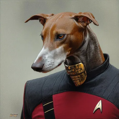 Star Trek Greyhound in Scientific Illustration Style