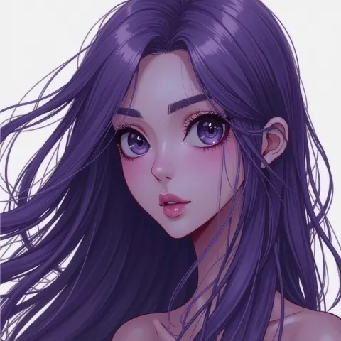 Kawaii Portrait of a Purple Haired Enchantress