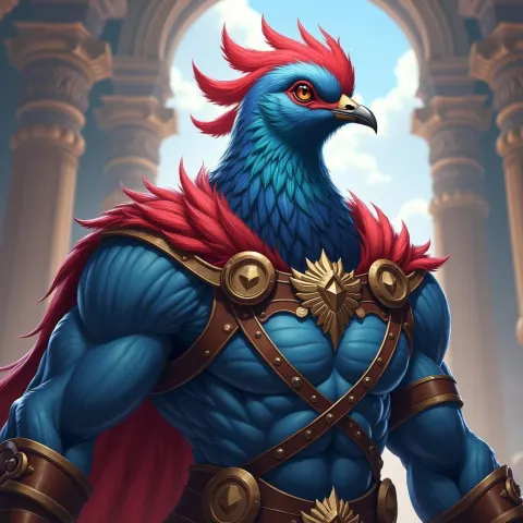 Armored Pigeon Warrior in Epic Fantasy Realm