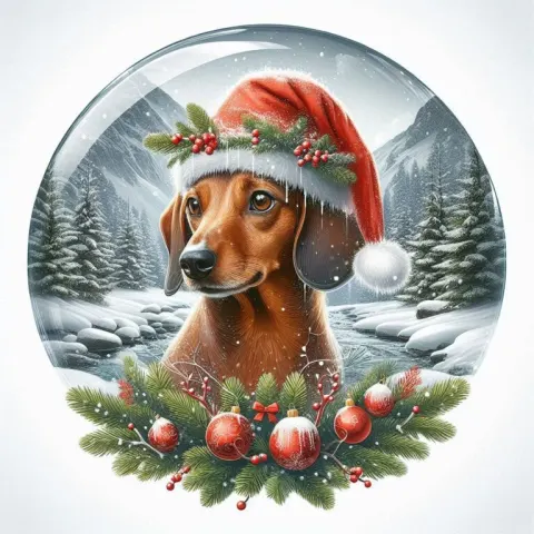 Christmas Double Exposure with Dachshund