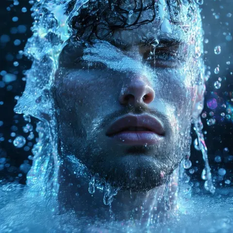 Cinematic Portrait of a Man Made of Water