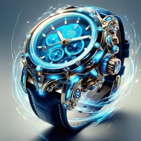 Animated Futuristic Timepiece With Glowing Blue Face