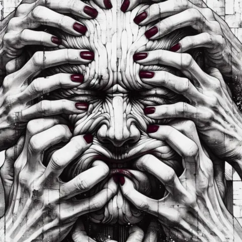 Abstract Expressionism of Squeezed Face