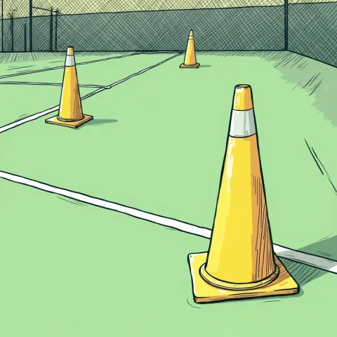 Manga Tennis Court With Three Yellow Cones