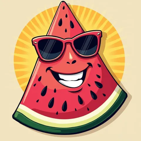 Pop Art Watermelon Slice Wearing Bold Sunglasses