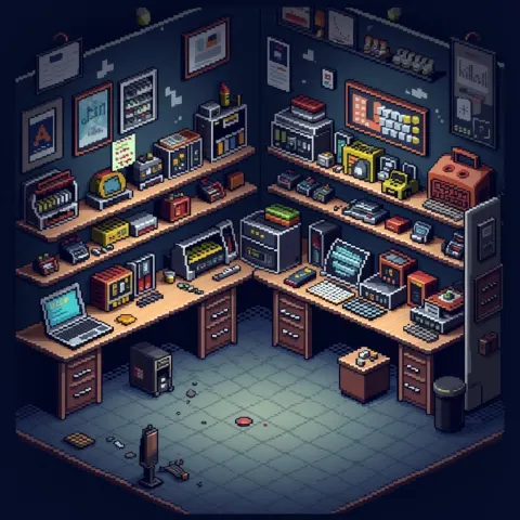 Dark Chaotic Pixel Art RC Hobby Shop