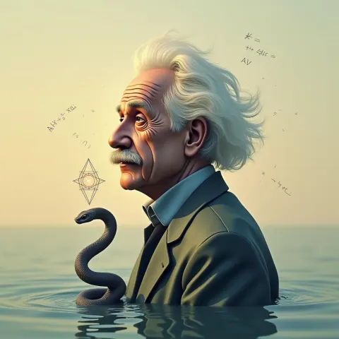 Minimalist Cyberpunk Einstein With Sacred Geometry