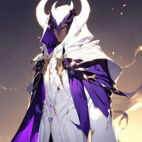 Ghibli Demon in White and Purple Cloak