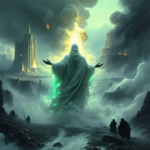God in Ethereal Mist Above Nuclear Fire