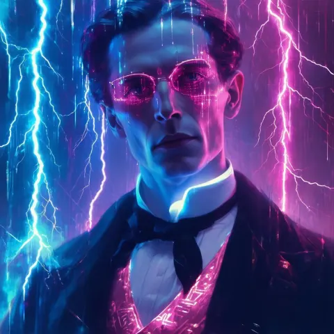 Tesla Wreathed in Cinematic Bolts of Lightning