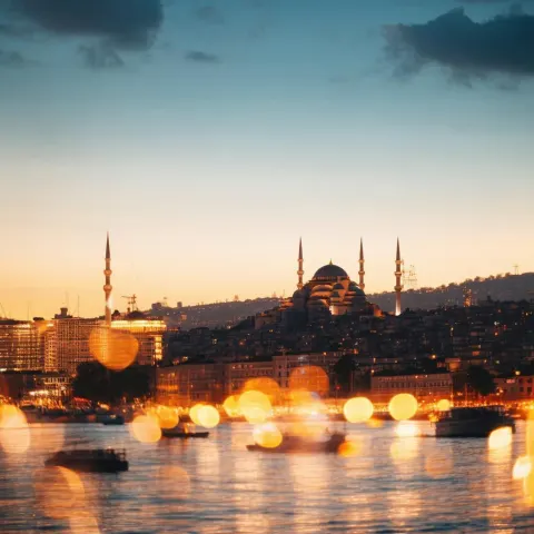 Golden Hour Skyline of Istanbul at Sunset