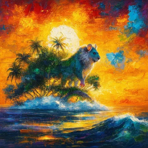 Island Sized Lion Mouse in Bold Acrylics
