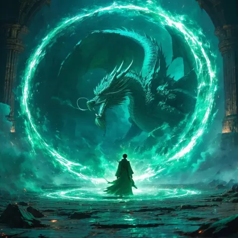 Anime Mage Summoning a Dragon From the Void