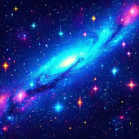 Pixel Galaxy of Neon Stars and Constellations