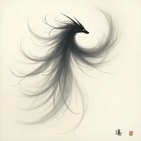 Asian Wind Elemental in Serene Ink Wash