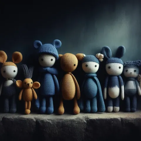 Knitted Toys in Delicate Ink Wash Shadows