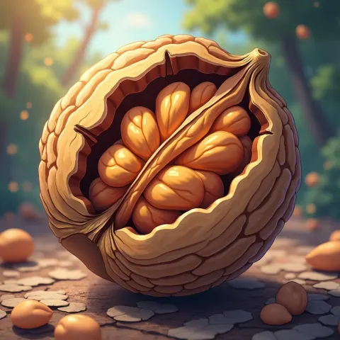 Anime Cross Section of a Glowing Walnut