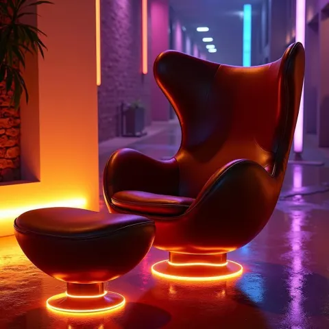 Neon Leather Egg Chair in Urban Glow