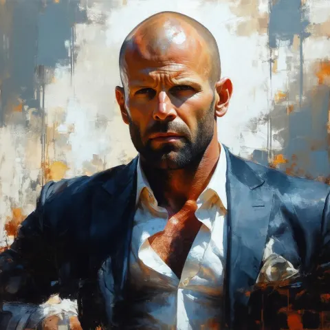 Jason Statham in Dramatic Oil Chiaroscuro