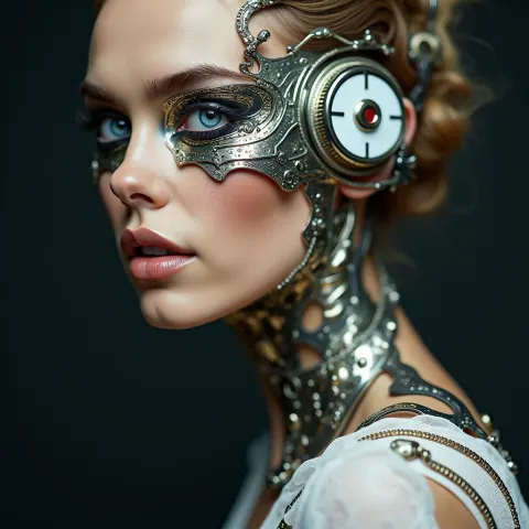 Cara Delevingne With Elegant Clockwork Machine Face
