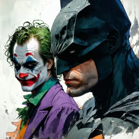 Heroic Joker Facing Villain Batman in Anime