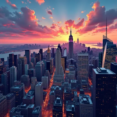 New York Skyline in Dynamic Storyboard Style