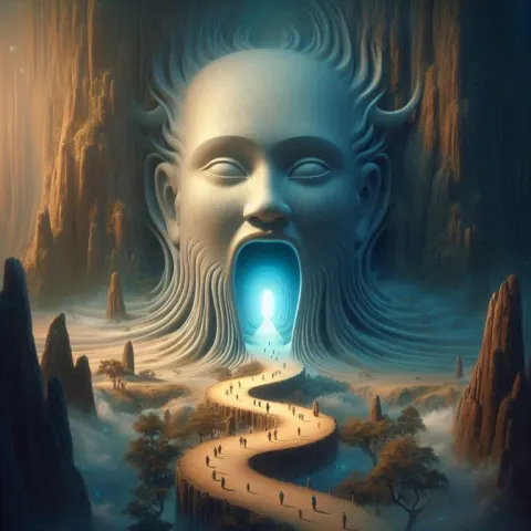 Colossal Demon Head with Eerie Atmosphere