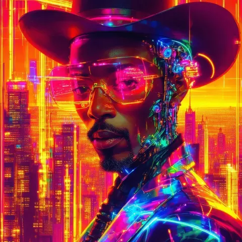 Neonpunk Portrait of Danny John Jules