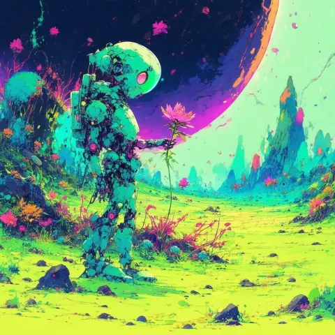 Corrupted Sentinel Picking a Flower on Infested Planet