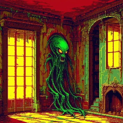 Eldritch Pixel Cryptid Haunting an Old House