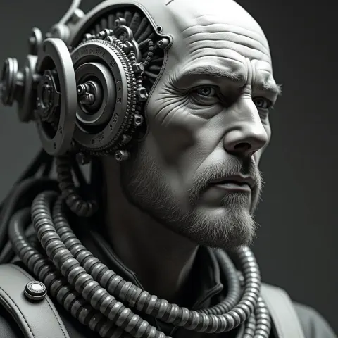 Dieselpunk Portrait in Sharp Monochrome Detail