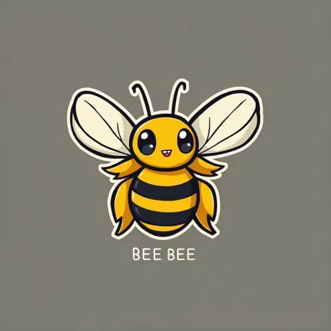 Minimal Manga Bee Logo With Expressive Eyes
