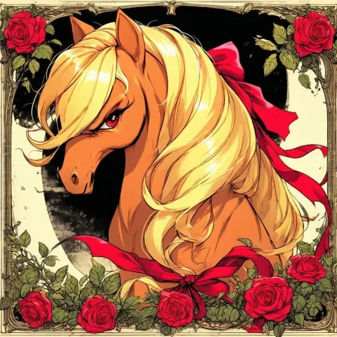 Menacing Applejack Framed by Black Roses