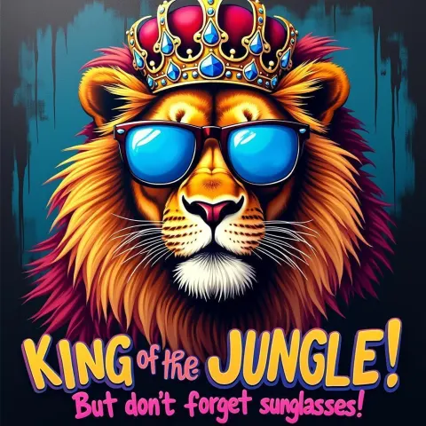 Crowned Lion in Blue Sunglasses Spray Paint