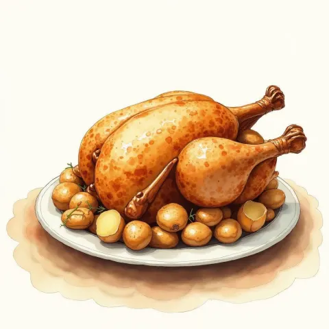 Watercolor Baked Chicken With Golden Crispy Potatoes