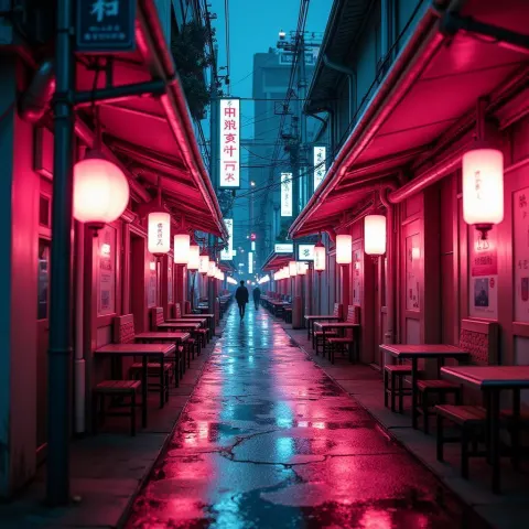 Neon Glazed Mitarashi Dango in Future Alley