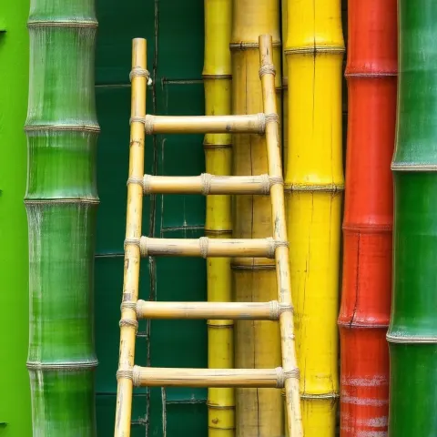 Modern Digital Illustration of a Bamboo Ladder