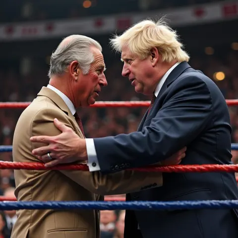 Prince Charles Wrestling Boris Johnson in WWE