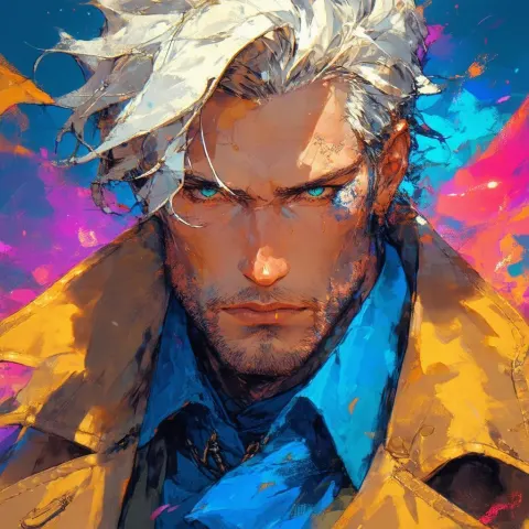 Ghibli Style Rugged Man in a Trenchcoat