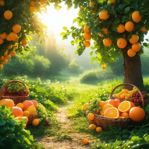 Sunlit Fruits in Golden Hour Realism