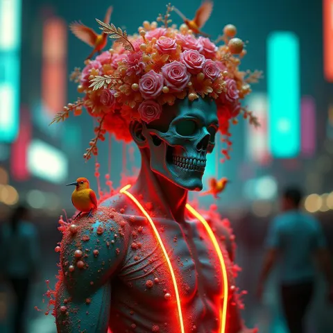 Baroque Neon Man of Liquid Voxels