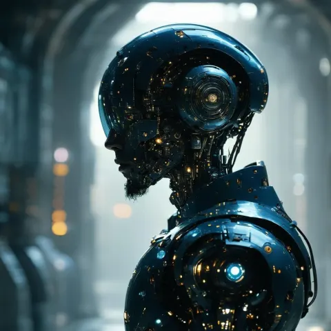 Cyborg Ray Kurzweil as Sentient AI