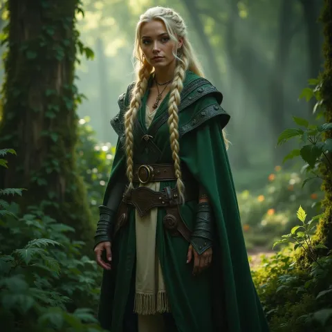 Blonde Braided Mage in an Enchanted Forest