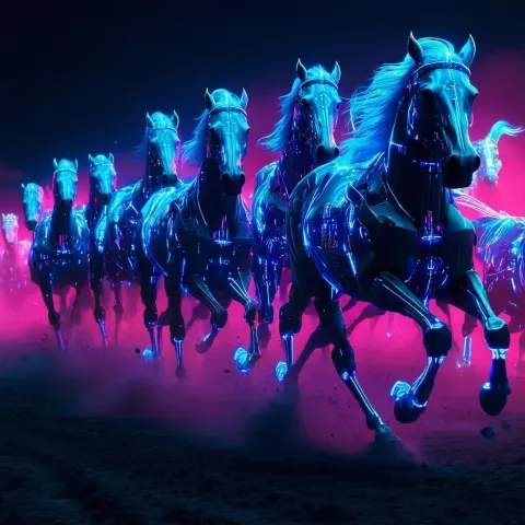 Neon Terminator Cavalry at Little Bighorn